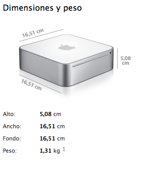 Dimensiones de Mac Mini